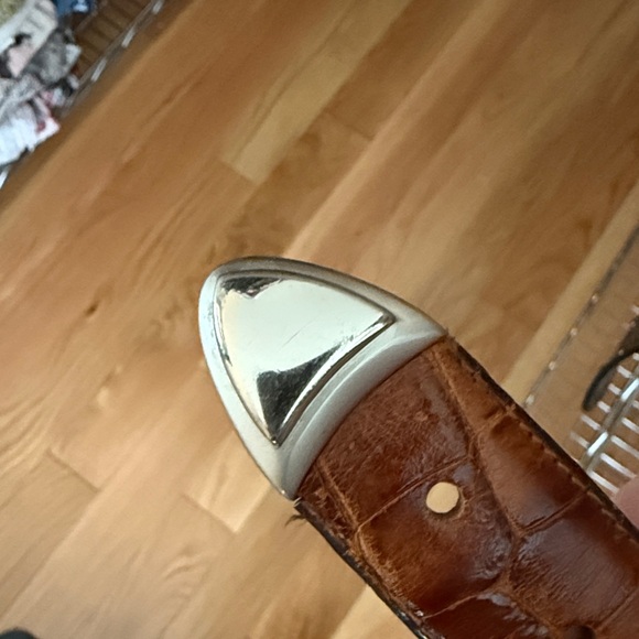 Veari Crocodile Alligator Leather Belt Light Brown - Picture 8 of 12